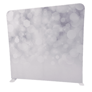 Gray sparkle sequin photo booth backdrop with shimmering silver bokeh effect