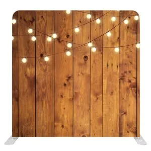 Backdrops 5 Rustic wood plank photo booth backdrop with warm hanging string lights