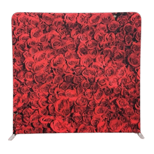 Red rose floral wall photo booth backdrop with 3D flower texture